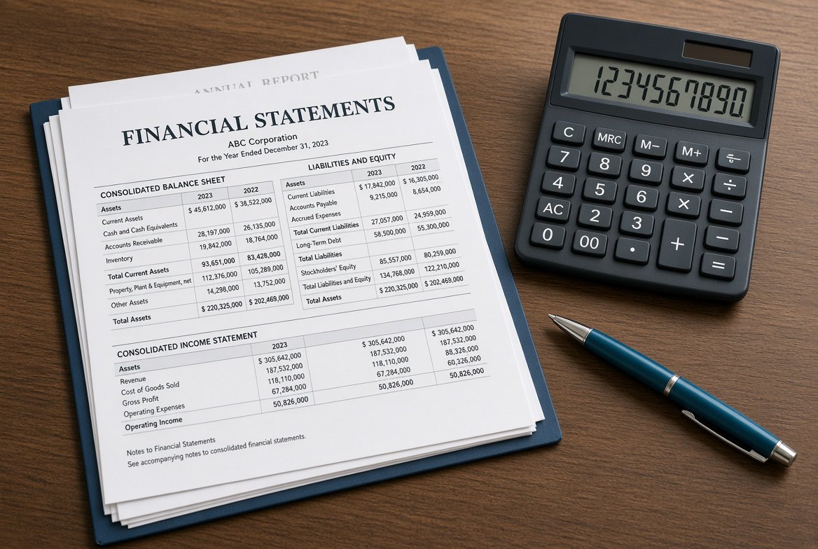 Documents and calculator on a desk