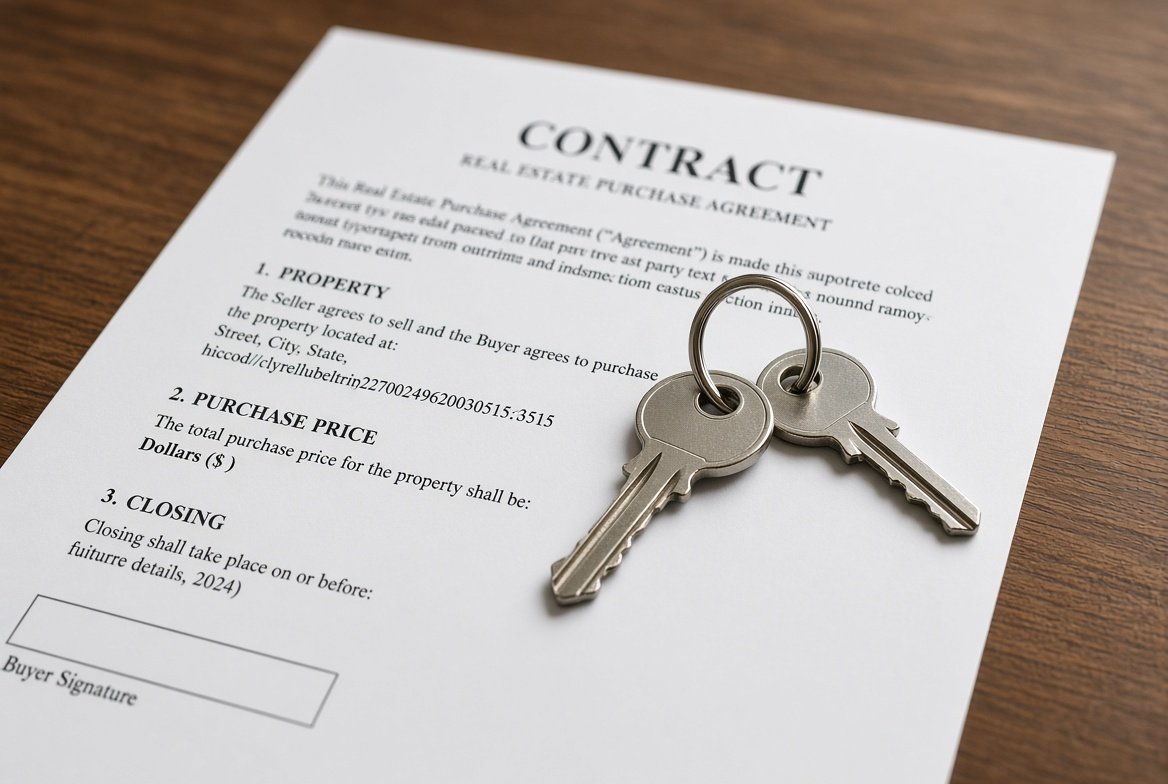 Keys on a paper contract