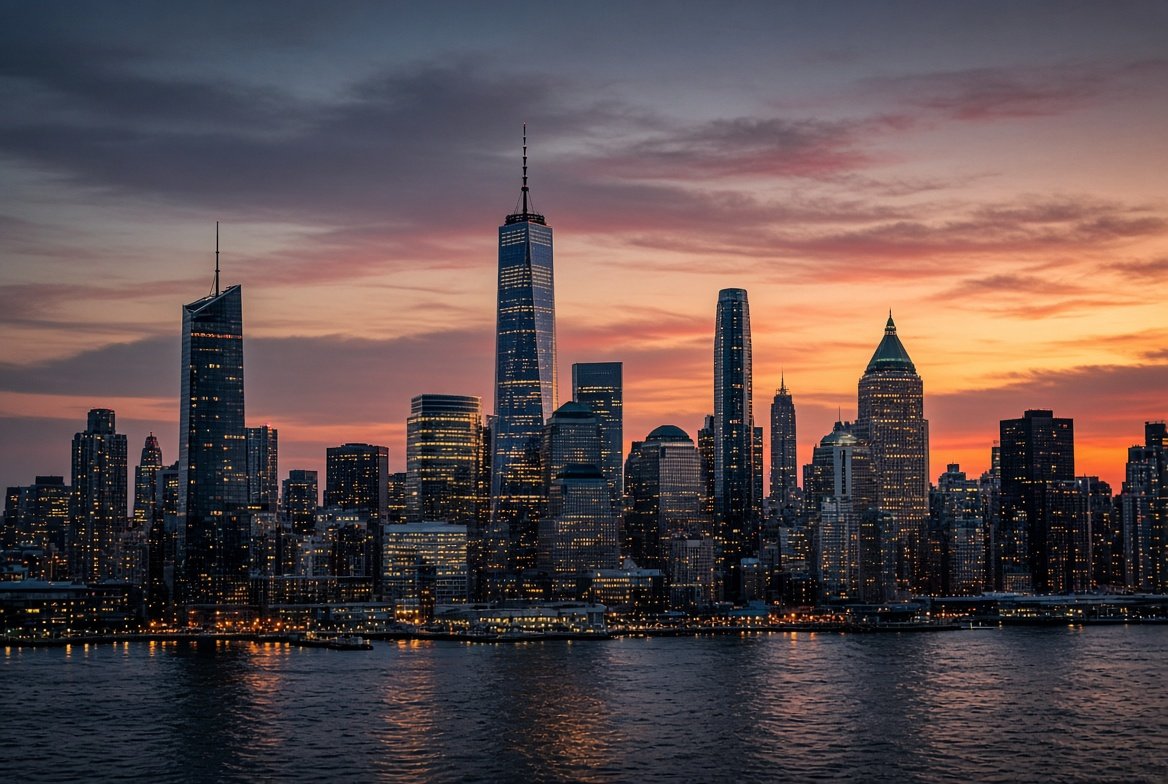 New York skyline at dusk